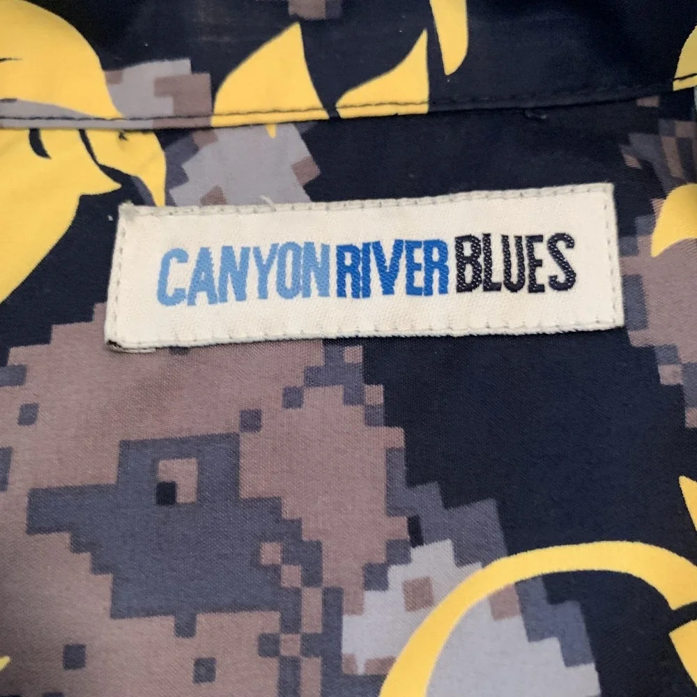 Canyon River Blues Shirt Mens XL Blue Hawaiian Floral Short Sleeve Button Beach - Picture 2 of 7